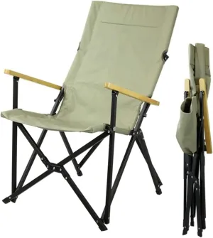 Outdoor Camping Chair Beach Chair Whit Wooden Armrest Outdoor Camping Leisure Seat Folding Aluminum Folding Recliner for Hiking Fishing Portable Folding Lawn Chairs