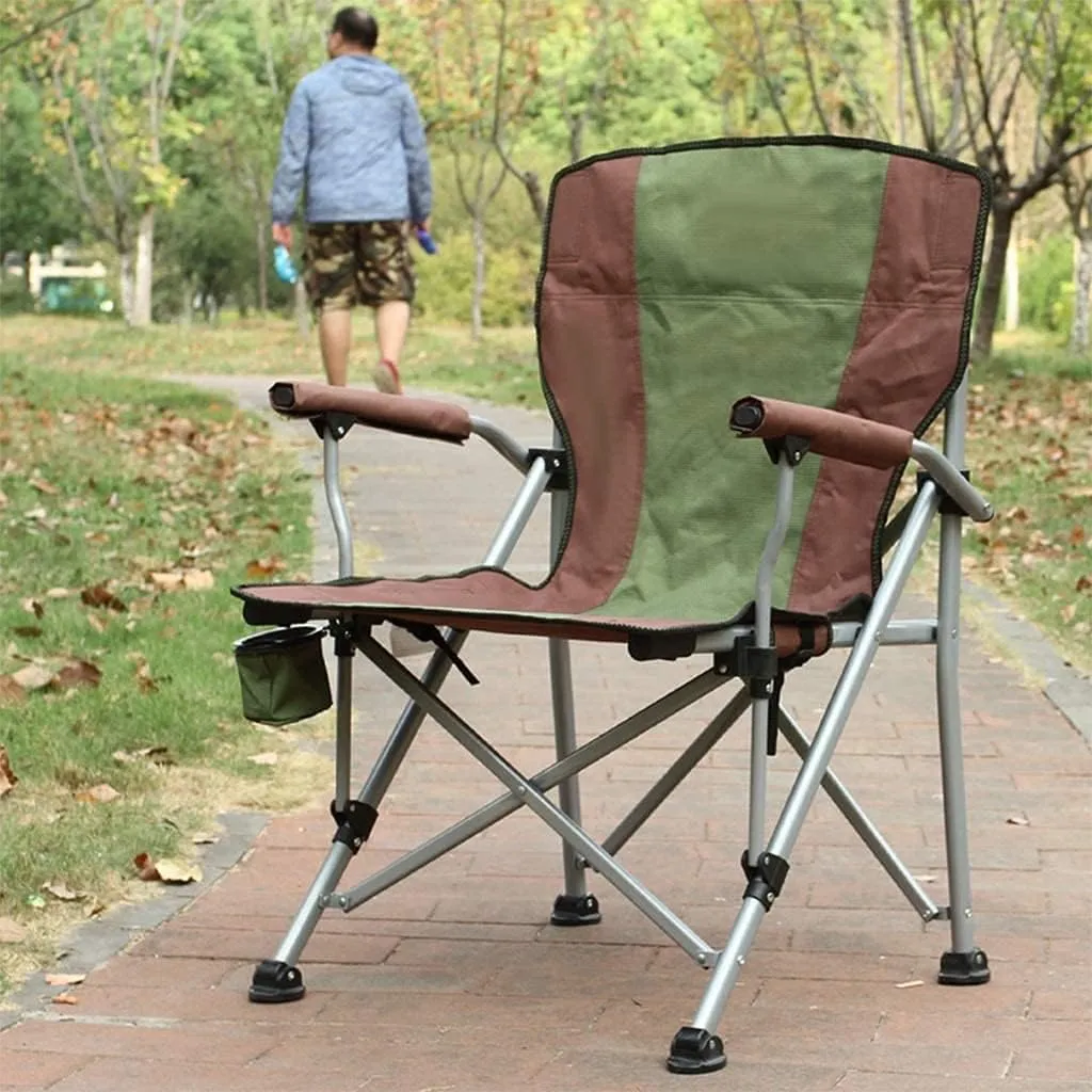 Outdoor Folding Chair Camp Chair Portable Fishing Chairs with Cup Holder Camping Armchair Seater for Festivals Garden Beach Folding