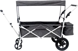 Outdoor Folding Trolley Garden Cart with Roof 4 Wheels Wagon Handcart Trolley for Home and Travel Perfect for Festivals Camping