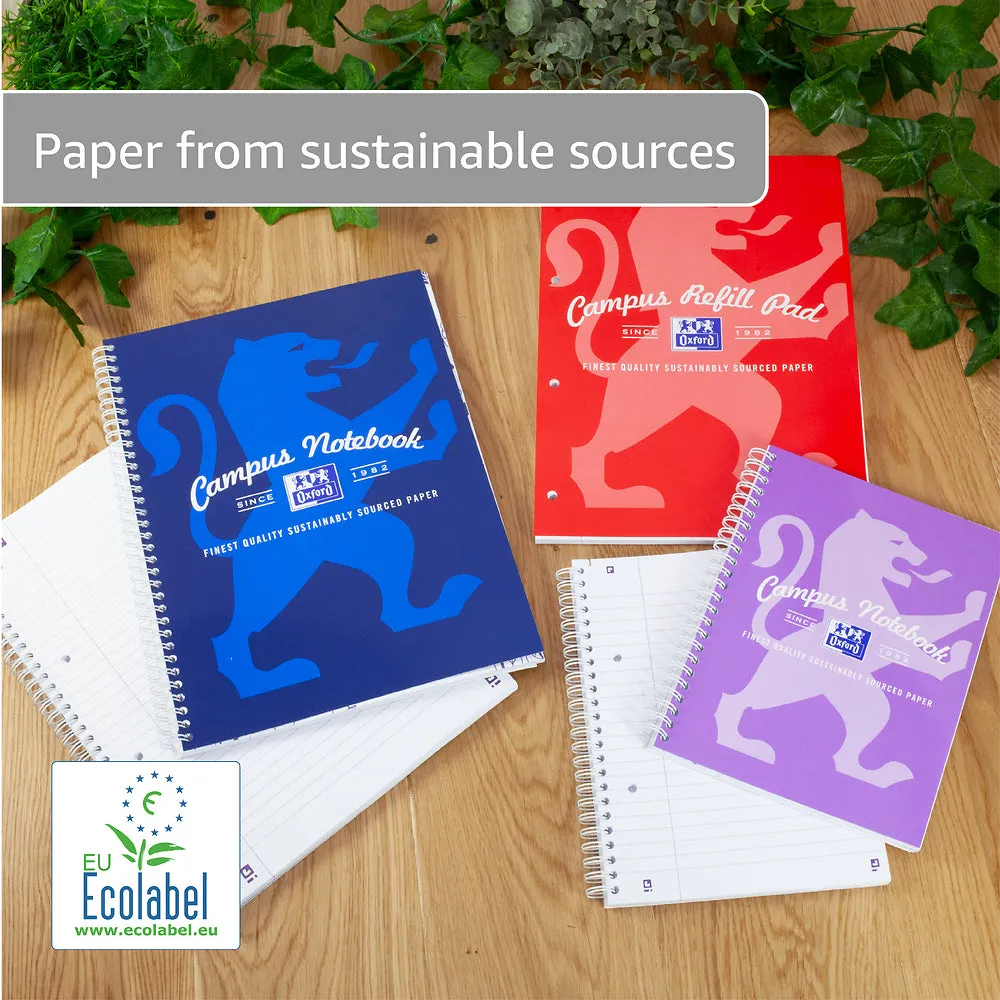 Oxford Campus Assorted Colours A5  Card Cover Wirebound, Ruled, Notebooks, Pack of 5