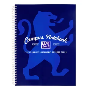 Oxford Campus Navy A4  Card Cover Wirebound Notebook Ruled with Margin 140 Pages