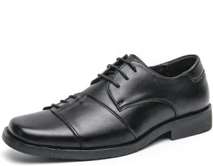 Oxford Shoes for Men Lace Up Square Toe Faux Leather Derby Shoes Non Slip Block Heel Rubber Sole Classic