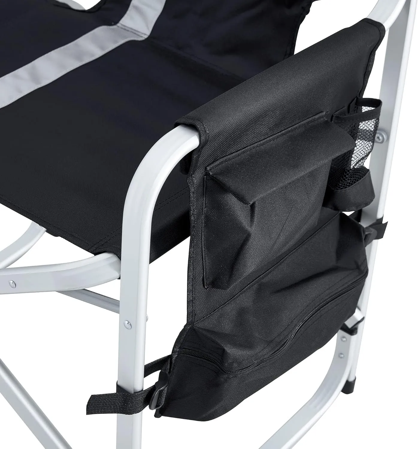 Padded Folding Outdoor Chair with Side Table and Storage Pockets,Lightweight Oversized Directors Chair for Indoor, Outdoor Camping, Picnics and Fishing (2, Black  Gray 2)