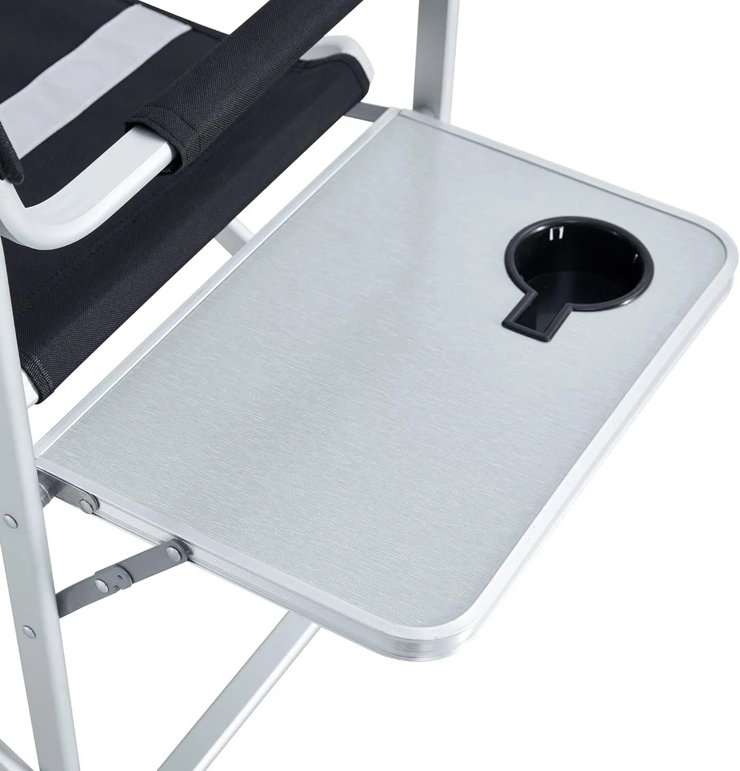 Padded Folding Outdoor Chair with Side Table and Storage Pockets,Lightweight Oversized Directors Chair for Indoor, Outdoor Camping, Picnics and Fishing (2, Black  Gray 2)
