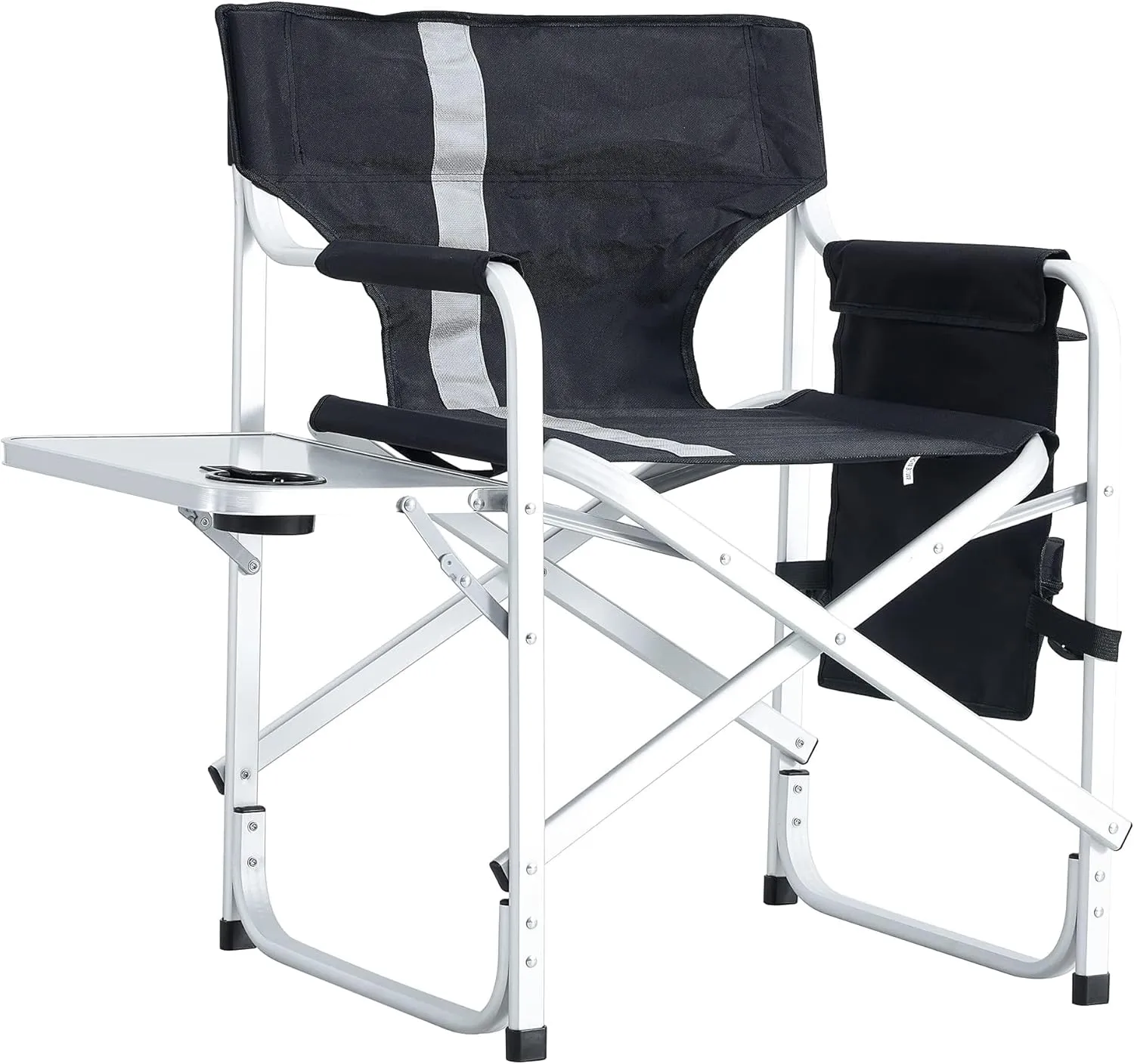 Padded Folding Outdoor Chair with Side Table and Storage Pockets,Lightweight Oversized Directors Chair for Indoor, Outdoor Camping, Picnics and Fishing (2, Black  Gray 2)