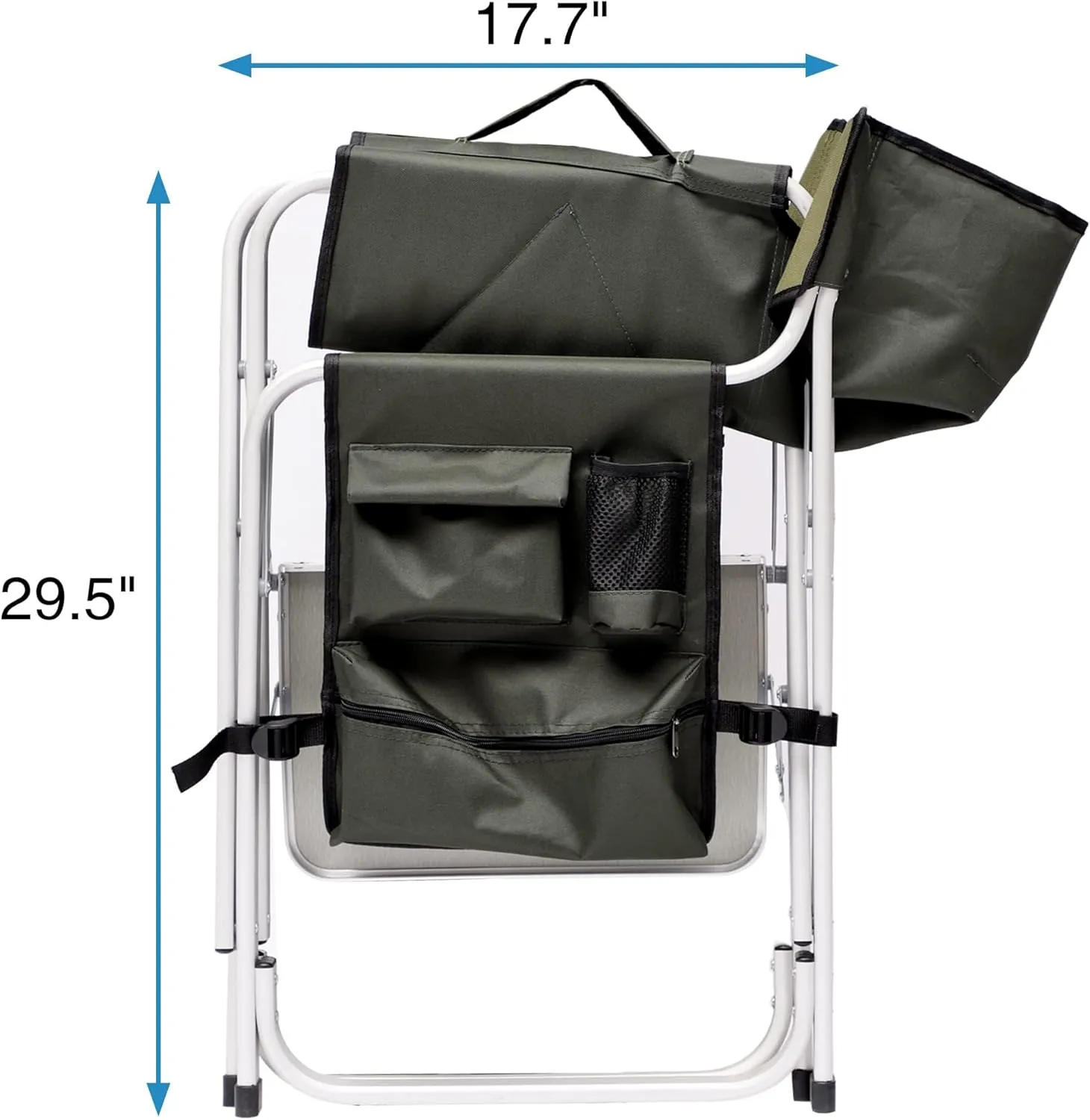 Padded Folding Outdoor Chair with Side Table and Storage Pockets,Lightweight Oversized Directors Chair for Indoor, Outdoor Camping, Picnics and Fishing (2, Green 2)