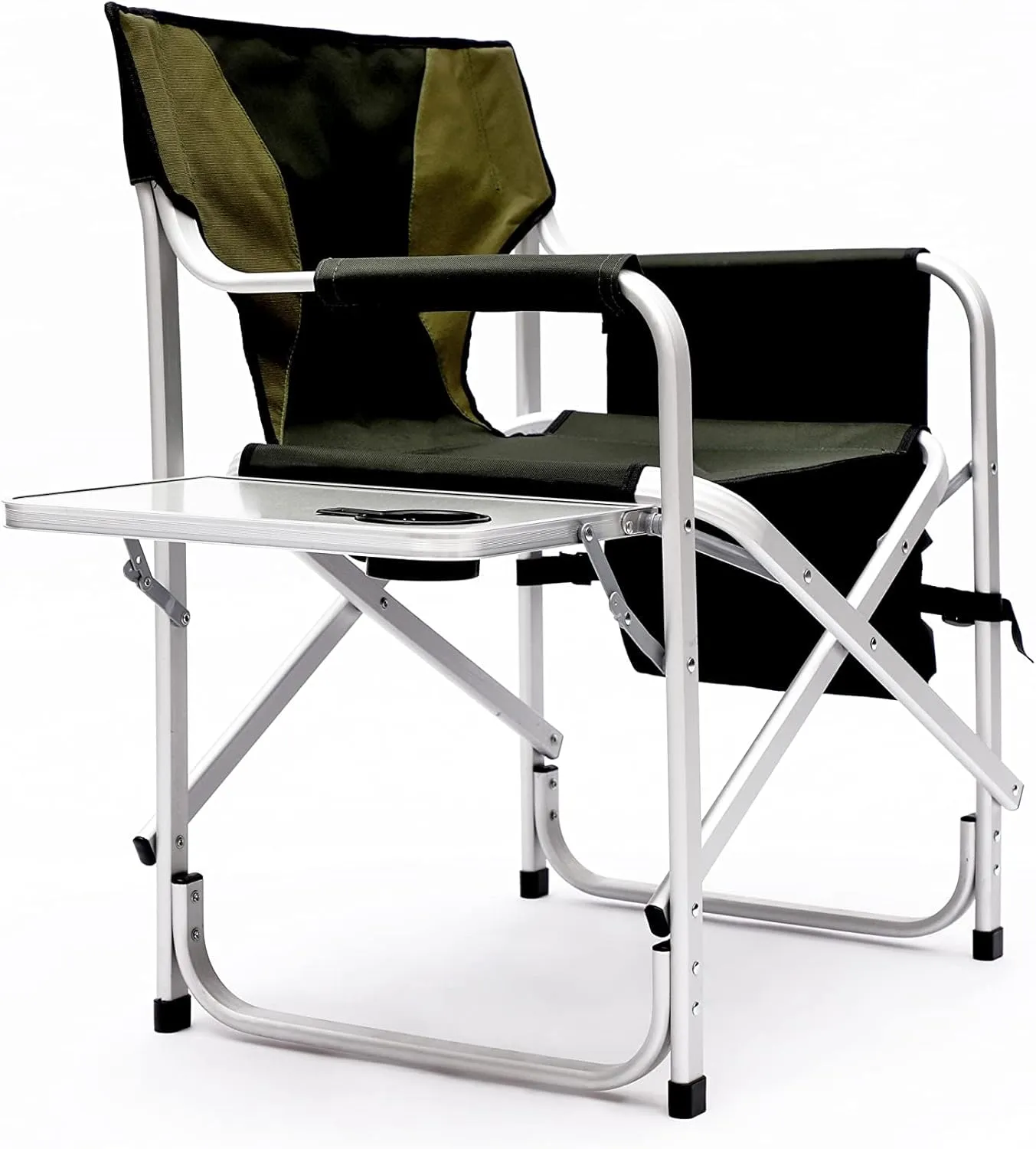 Padded Folding Outdoor Chair with Side Table and Storage Pockets,Lightweight Oversized Directors Chair for Indoor, Outdoor Camping, Picnics and Fishing (2, Green 2)