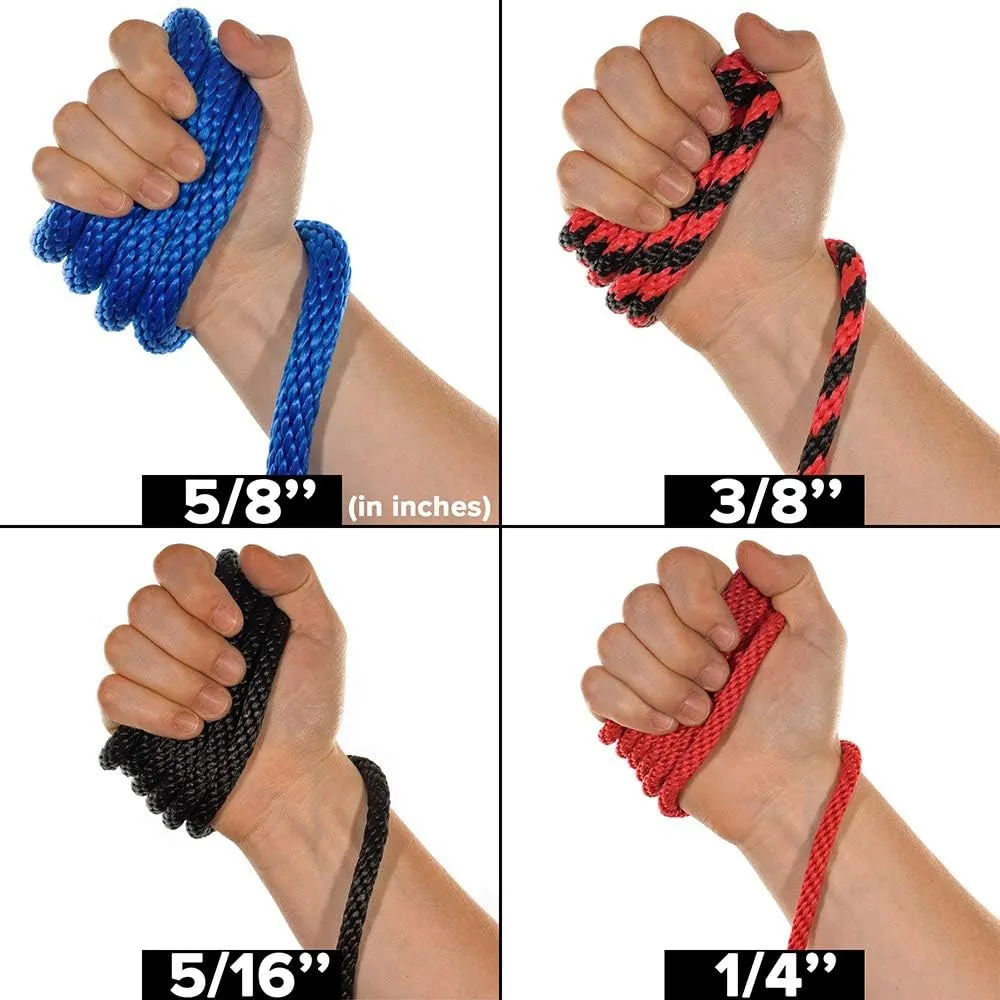 Paracord Planet Solid Braid Utility Rope – All Purpose Solid Braid MFP Derby Cord – Sports and Recreation, Crafts, Landscaping, Pets, Decor – USA Made (Black, 1/4 Inch X 100 Feet)