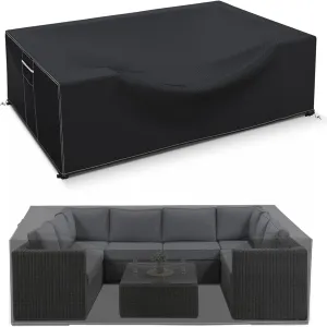 Patio Furniture Covers Waterproof, Heavy Duty 600D Outdoor Furniture Covers for Outdoor Dining Table and Chair,Tear Resistance and Anti-UV, Black,74"L x 47"W x 28"H