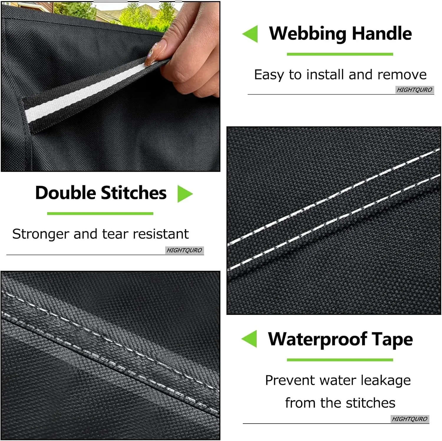Patio Furniture Covers Waterproof, Heavy Duty 600D Outdoor Furniture Covers for Outdoor Dining Table and Chair,Tear Resistance and Anti-UV, Black,74"L x 47"W x 28"H