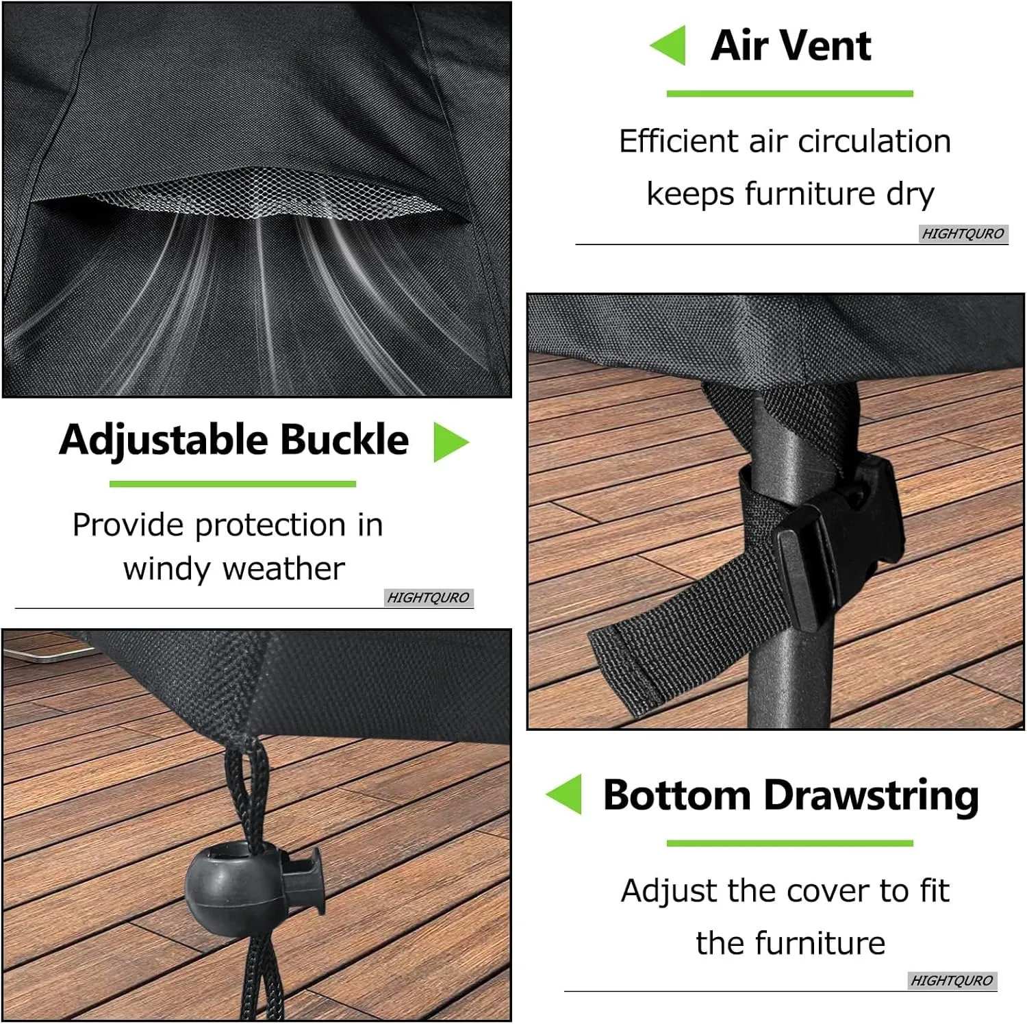Patio Furniture Covers Waterproof, Heavy Duty 600D Outdoor Furniture Covers for Outdoor Dining Table and Chair,Tear Resistance and Anti-UV, Black,74"L x 47"W x 28"H