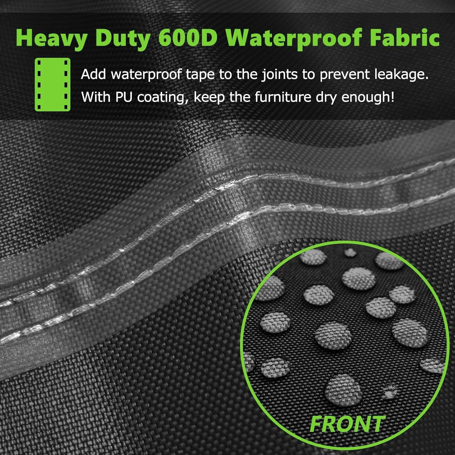 Patio Furniture Covers Waterproof, Heavy Duty 600D Outdoor Furniture Covers for Outdoor Dining Table and Chair,Tear Resistance and Anti-UV, Black,74"L x 47"W x 28"H