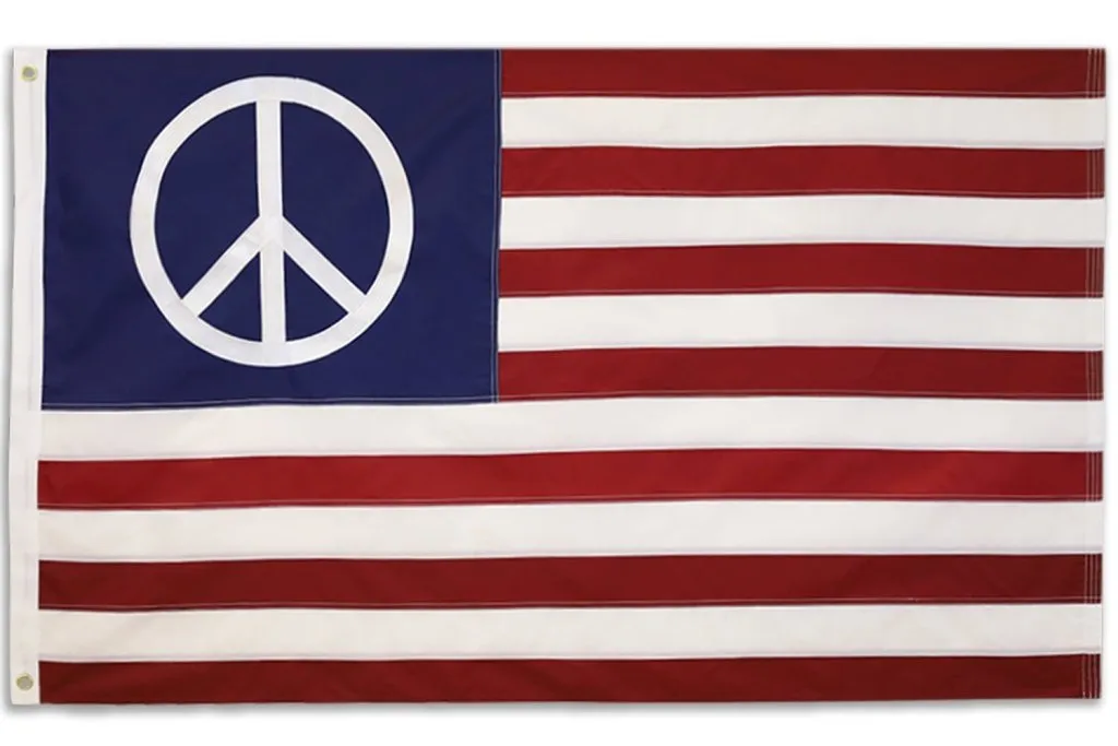 Peace USA Embroidered Flag 3x5ft