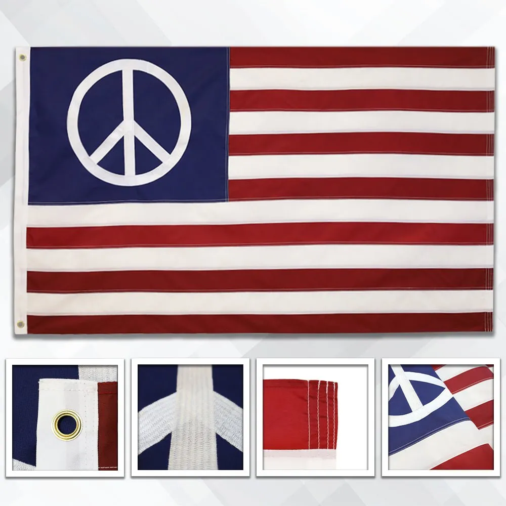 Peace USA Embroidered Flag 3x5ft