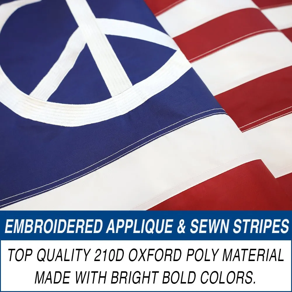 Peace USA Embroidered Flag 3x5ft