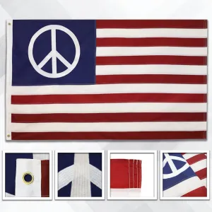 Peace USA Embroidered Flag 3x5ft