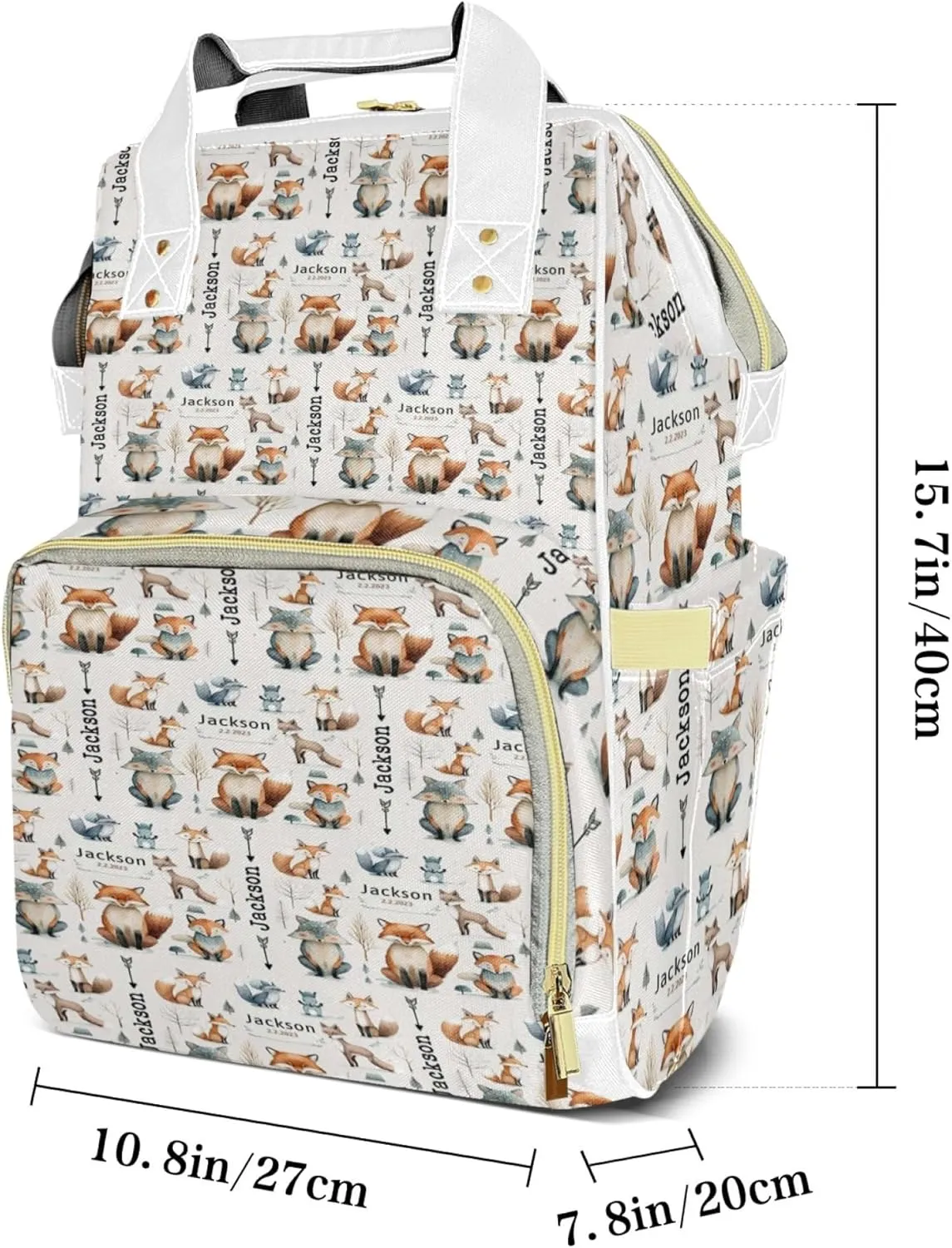 Personalized Diaper Backpack with Name, Custom Woodland Baby Backpack Diaper Bag, Boy Girl Multifunctional Mommy Bag