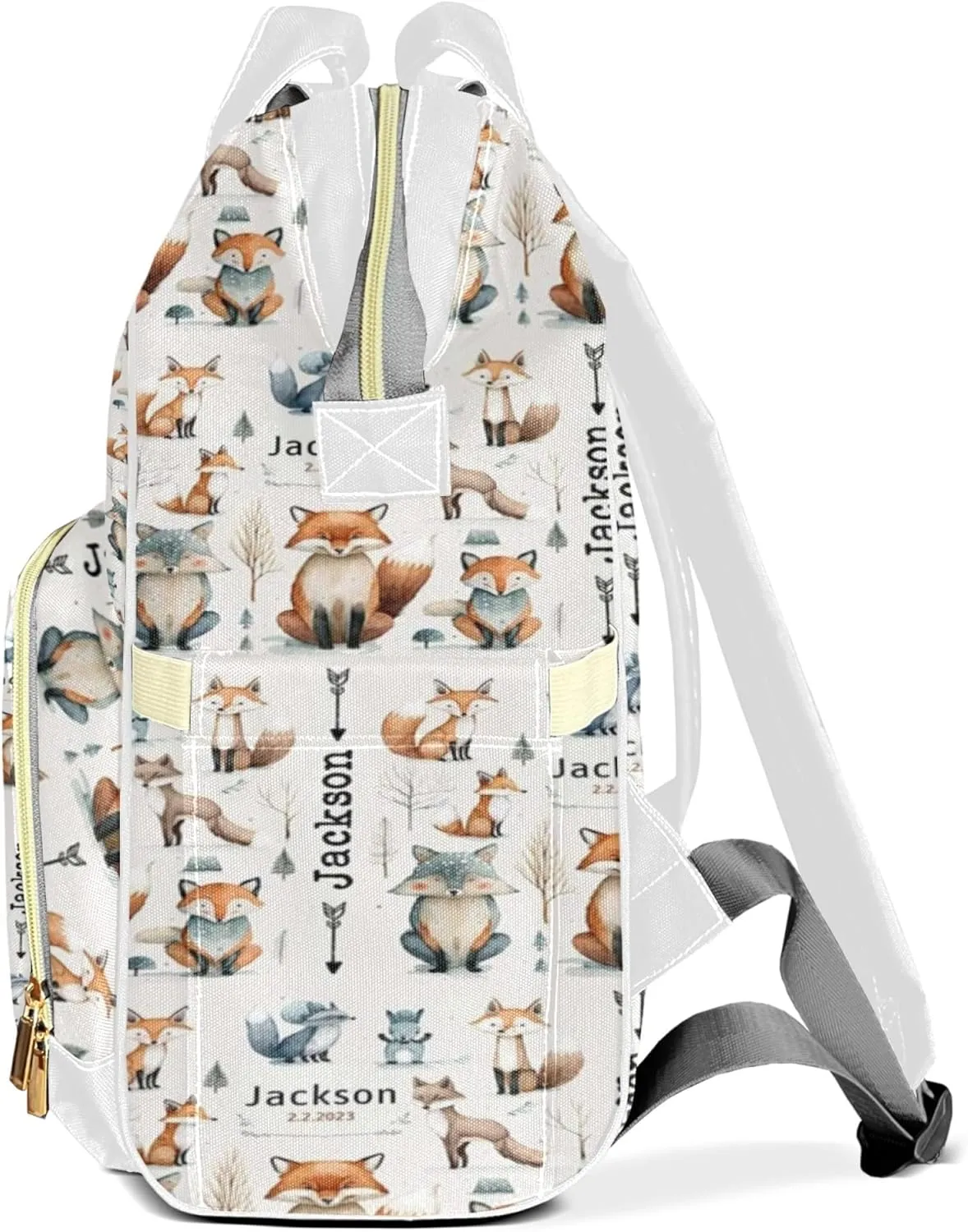 Personalized Diaper Backpack with Name, Custom Woodland Baby Backpack Diaper Bag, Boy Girl Multifunctional Mommy Bag