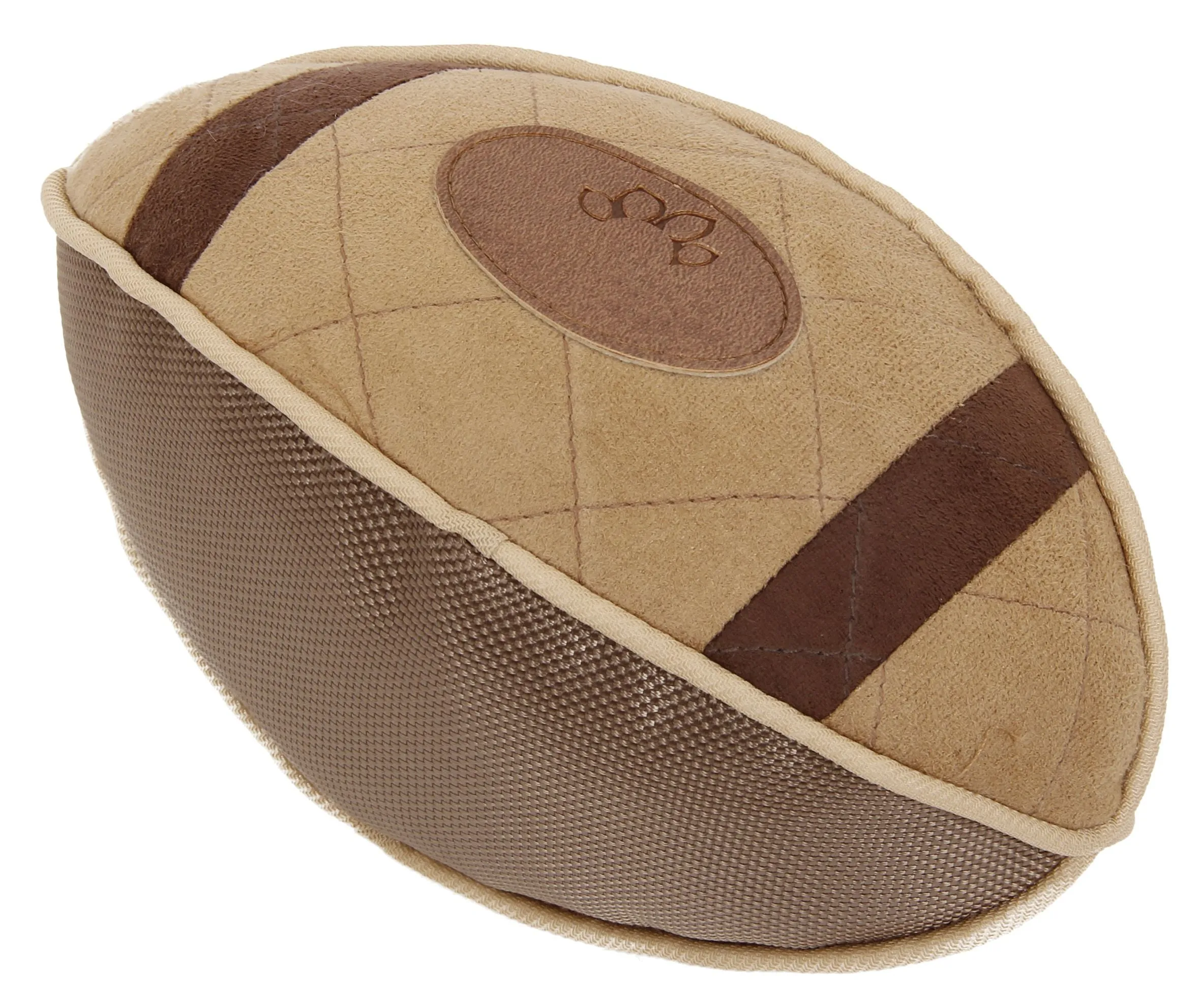 Pet Life  'Pugskin' Durable Oxford Nylon and Mesh Plush Squeaky Football Dog Toy
