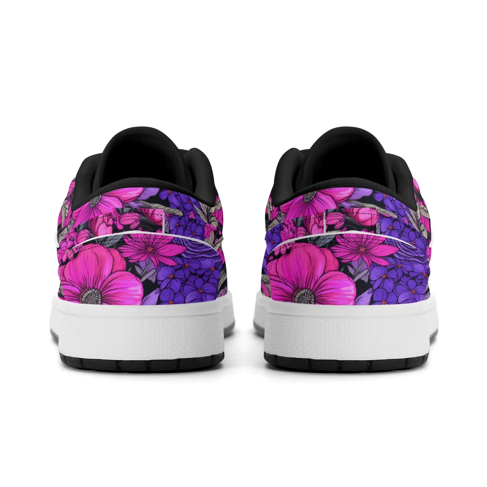 Pink Flower Low Top Leder Sneaker für Herren