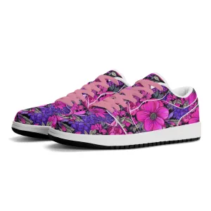 Pink Flower Low Top Leder Sneaker für Herren