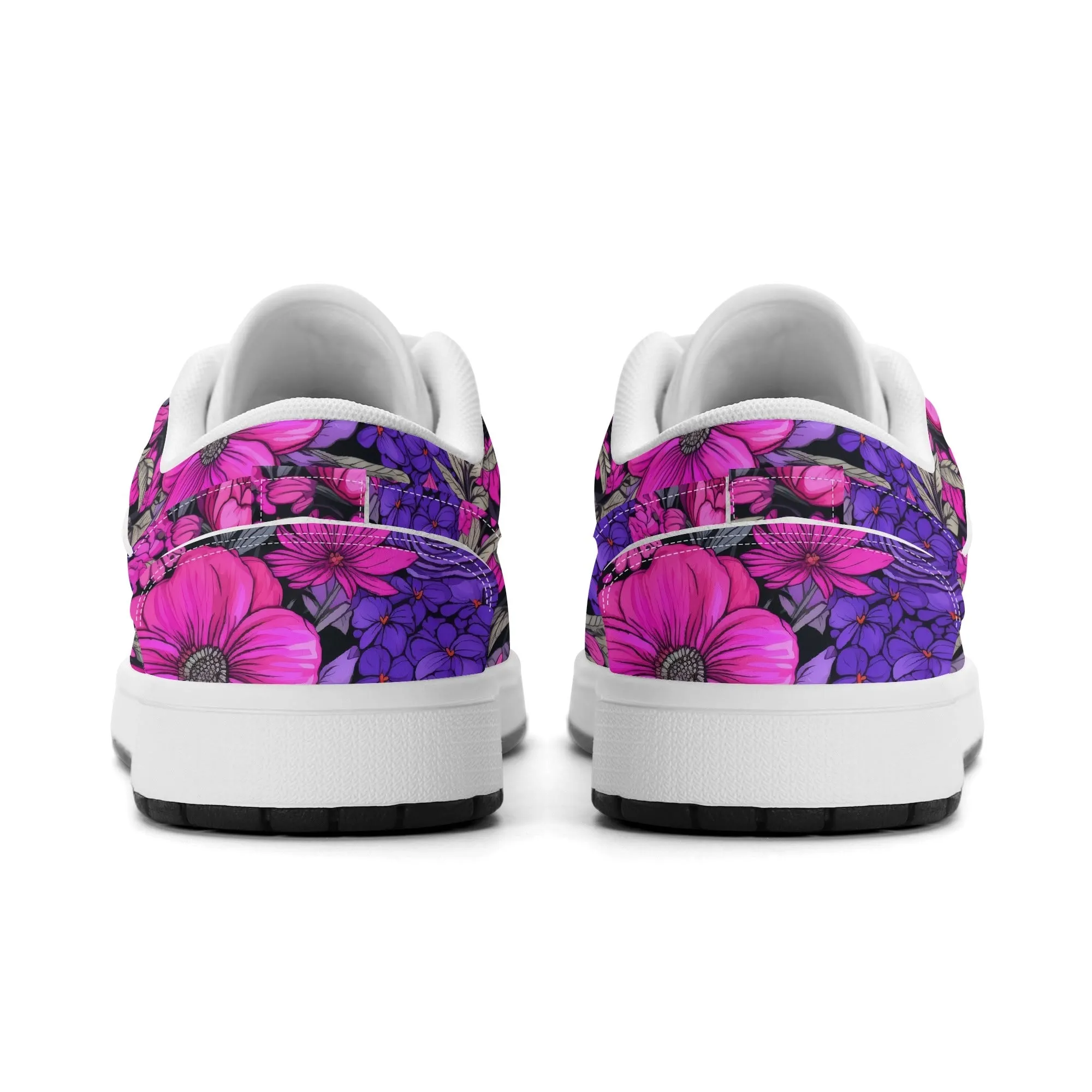 Pink Flower Low Top Leder Sneaker für Herren