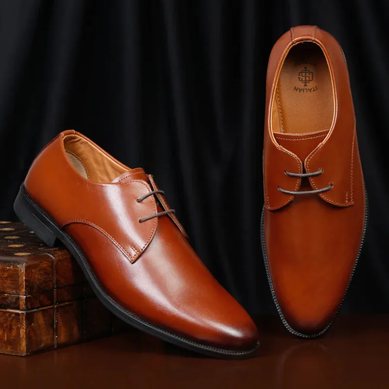 Plain Toe Classic Leather Derby Shoes