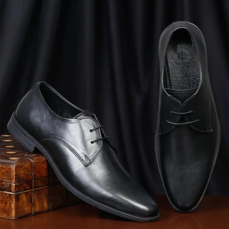 Plain Toe Classic Leather Derby Shoes