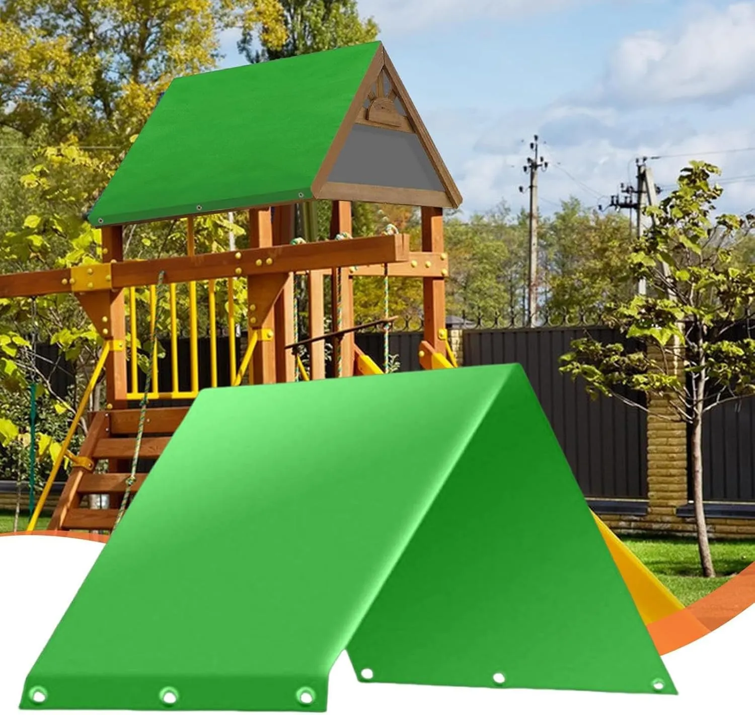 Playground Tarp Canopy Replacement, Outdoor Swing Covers Waterproof,Rainproof Waterproof UV Protection Awning for Playset (Green)