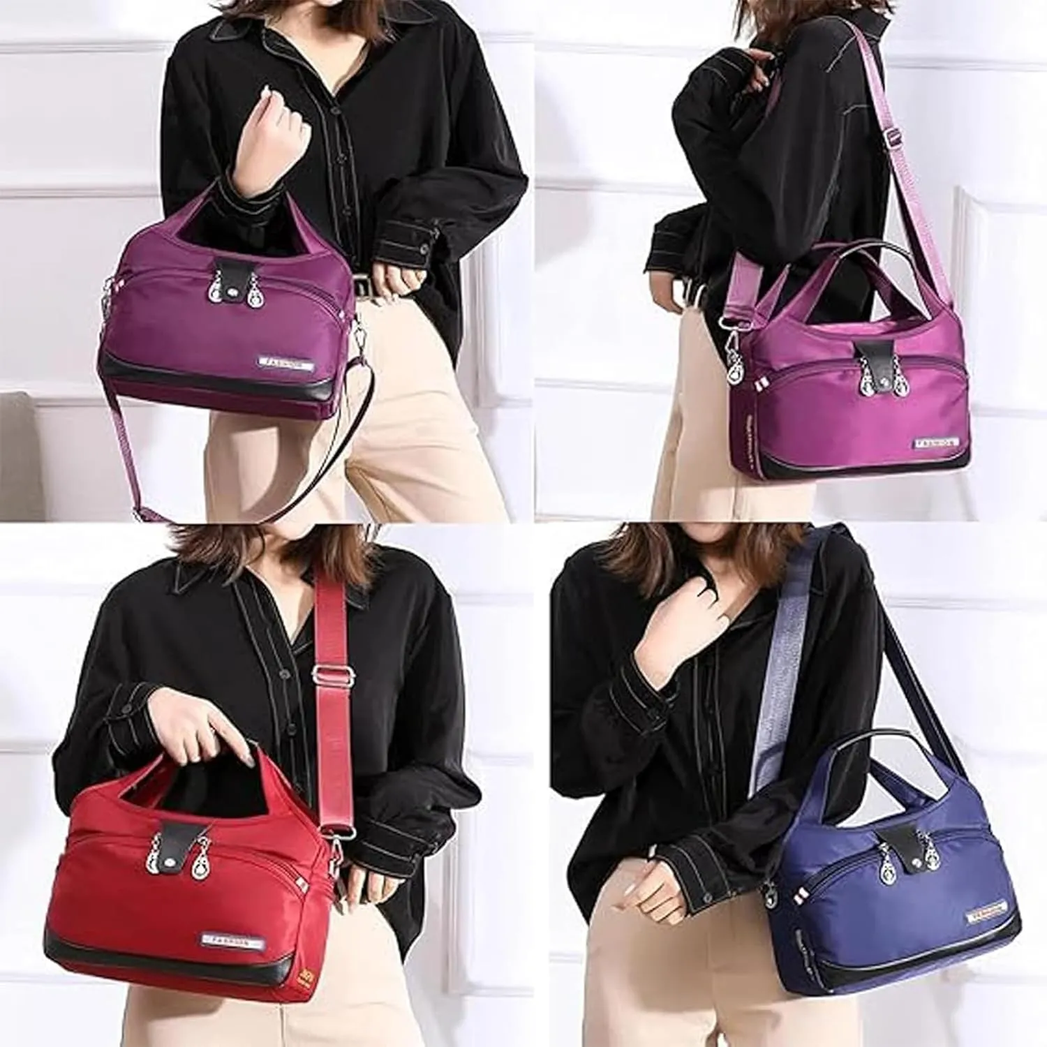 Pleteffect Soft Side Lightweight Tote Bag, Blaciokamith Purses, Multi-Pocket Fashion Waterproof Anti-Theft Handbag Crossbody