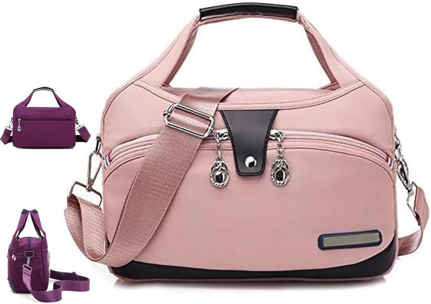 Pleteffect Soft Side Lightweight Tote Bag, Blaciokamith Purses, Multi-Pocket Fashion Waterproof Anti-Theft Handbag Crossbody