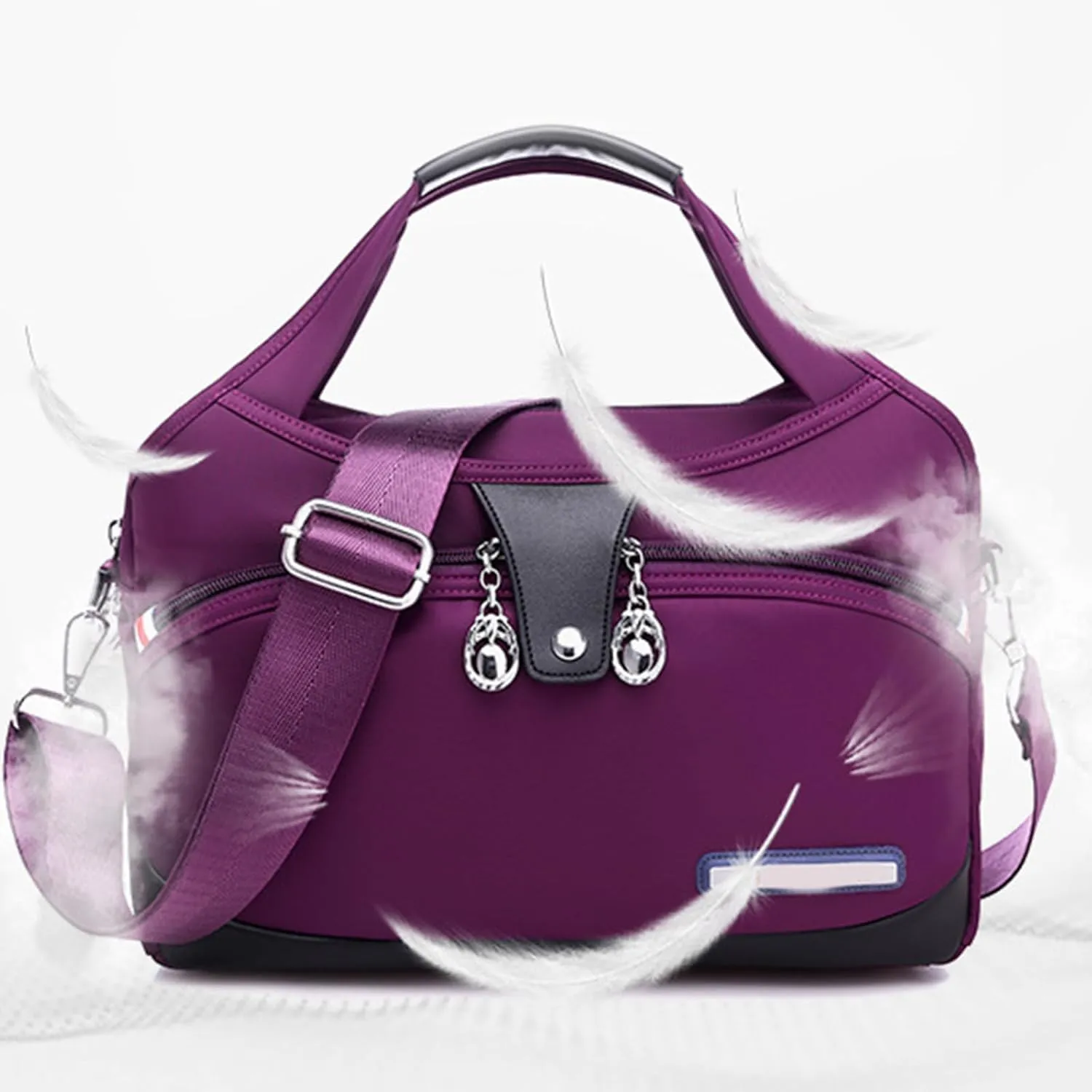 Pleteffect Soft Side Lightweight Tote Bag, Blaciokamith Purses, Multi-Pocket Fashion Waterproof Anti-Theft Handbag Crossbody
