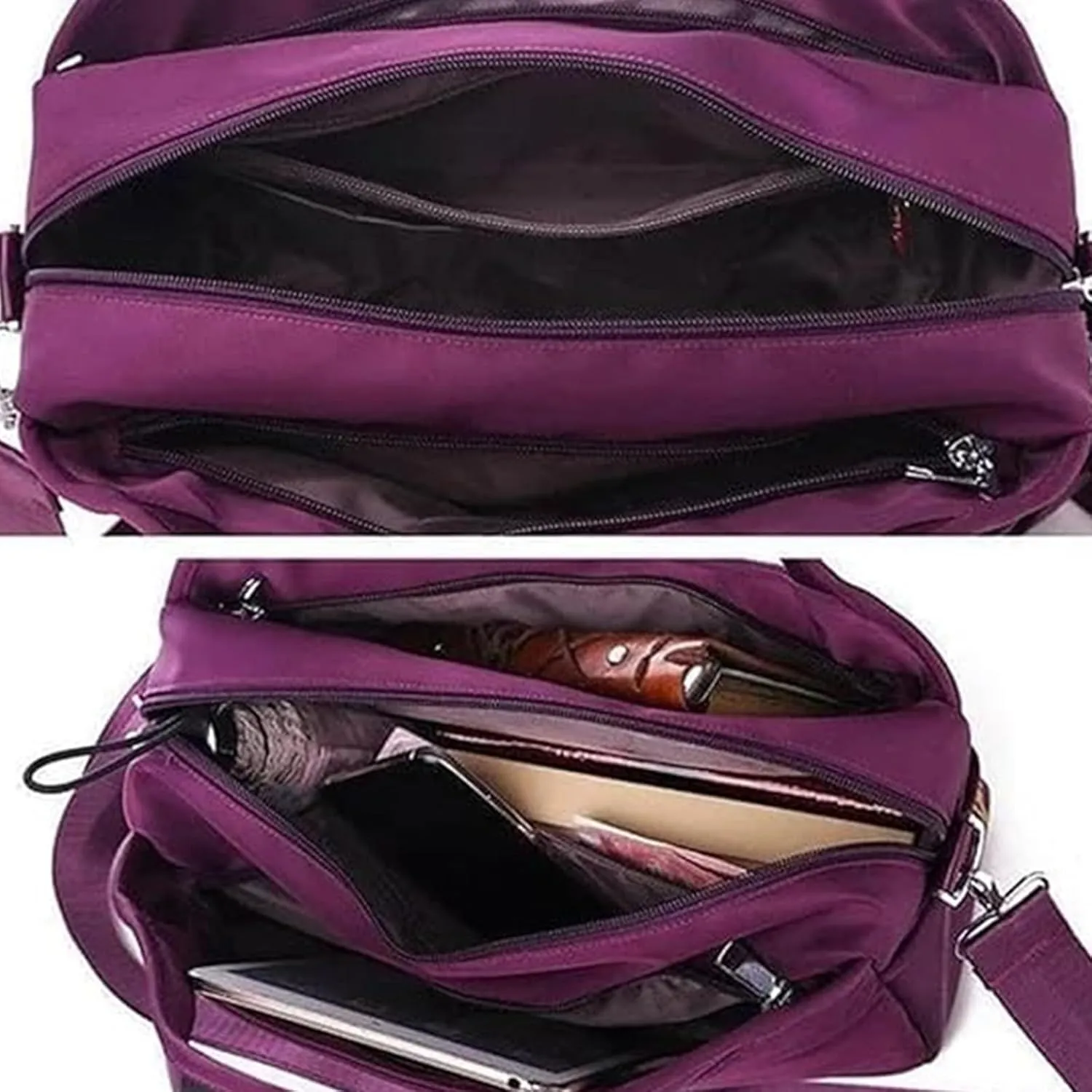 Pleteffect Soft Side Lightweight Tote Bag, Blaciokamith Purses, Multi-Pocket Fashion Waterproof Anti-Theft Handbag Crossbody