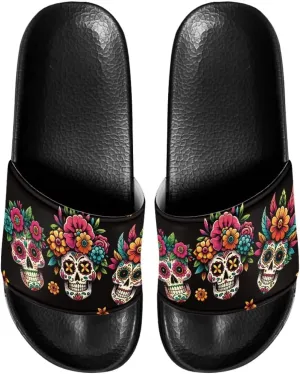 Pool Sandals Women Non Slip Slip on Sandals Women Comfortable Black