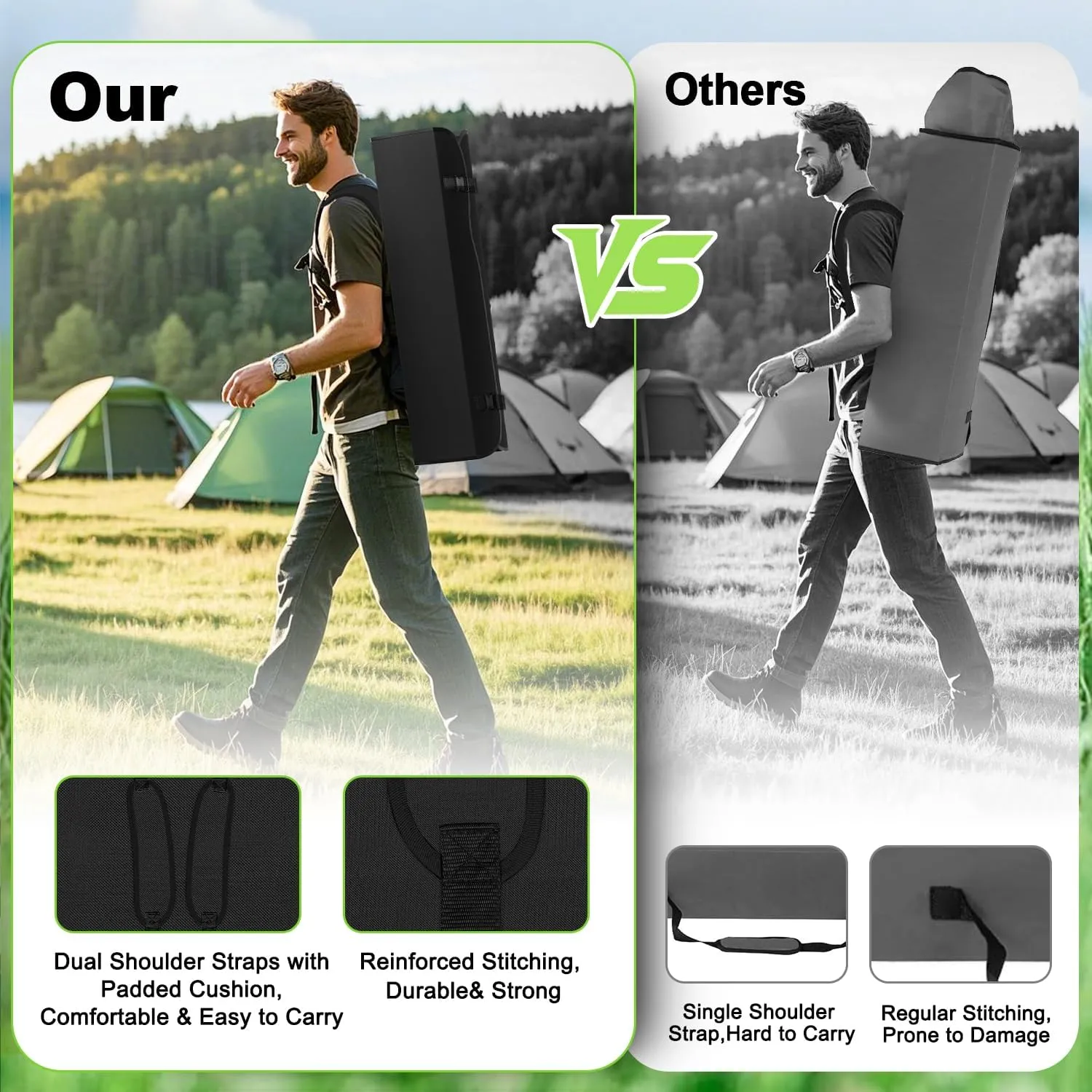 Portable Camping Chair with Canopy - Folding Chair with Canopy, Durable 600D Oxford Canopy Chair for Camping, Beach, Picnics, Fishing & Sports