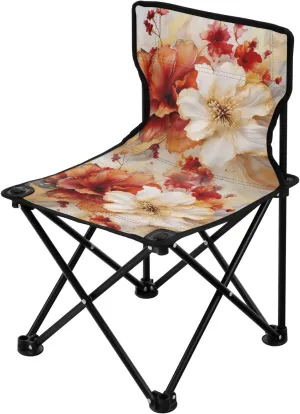 Portable Camping Folding Chairs Foldable Chair Small Hibiscus Flower Marble Lightweight Backpacking Outdoor Outside Fishing