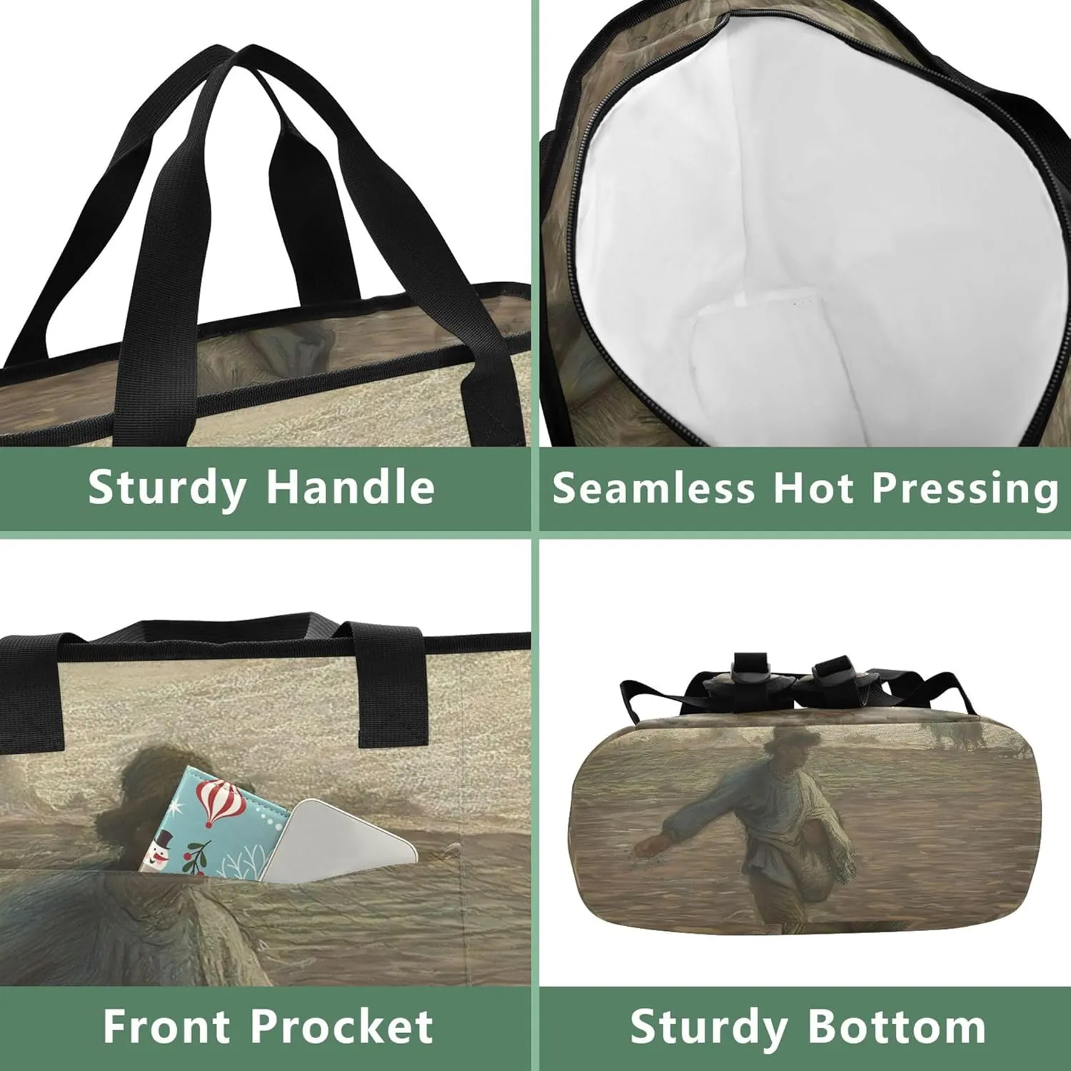 Portable Cooler Bag Francois Millet Sower Prints Leakproof Cooler Bag Waterproof 36 Cans Soft Insulated Tote Backpack for Travel