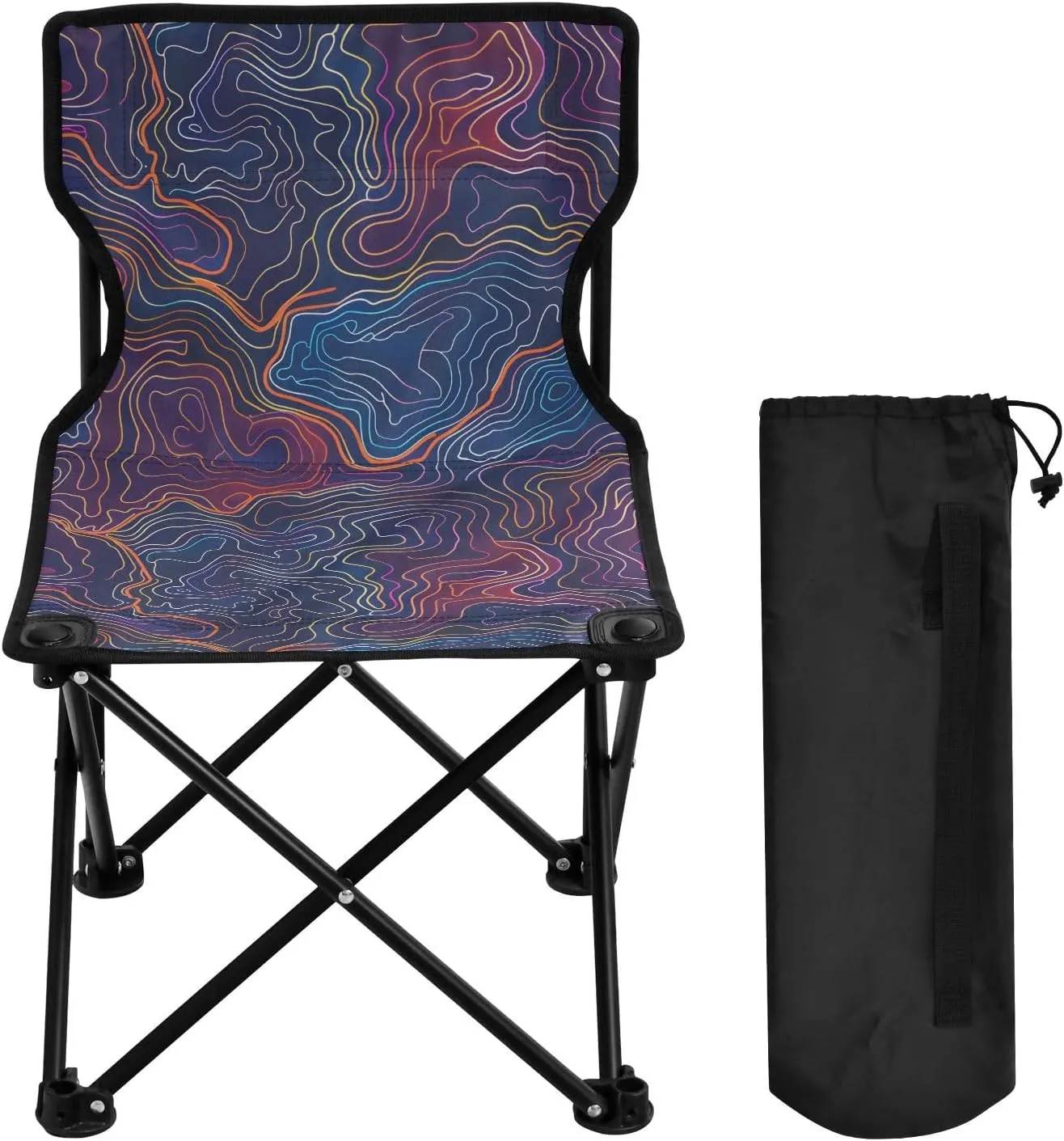 Portable Folding Camping Chair with Carrying Bag Lines Lightweight Folding Chair Perfect for Camping, Tailgates, Beach, and Sports