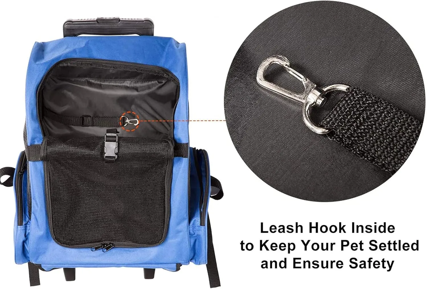 Portable Pet Travel Carrier & Backpack Luggage, Pet Carrier Stroller Trolley Bag with Wheels Soft-Sided Dog Cat Puppy Rolling Carrier with Telescopic Handle