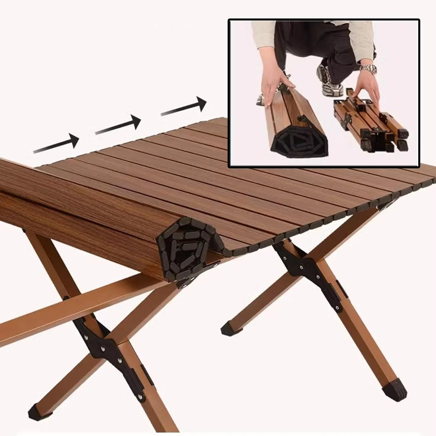 Portable Picnic Table Aluminum Alloy Lightweight Roll Table with Easy Carry Bag for Outdoor Cooking, Beach, Picnic