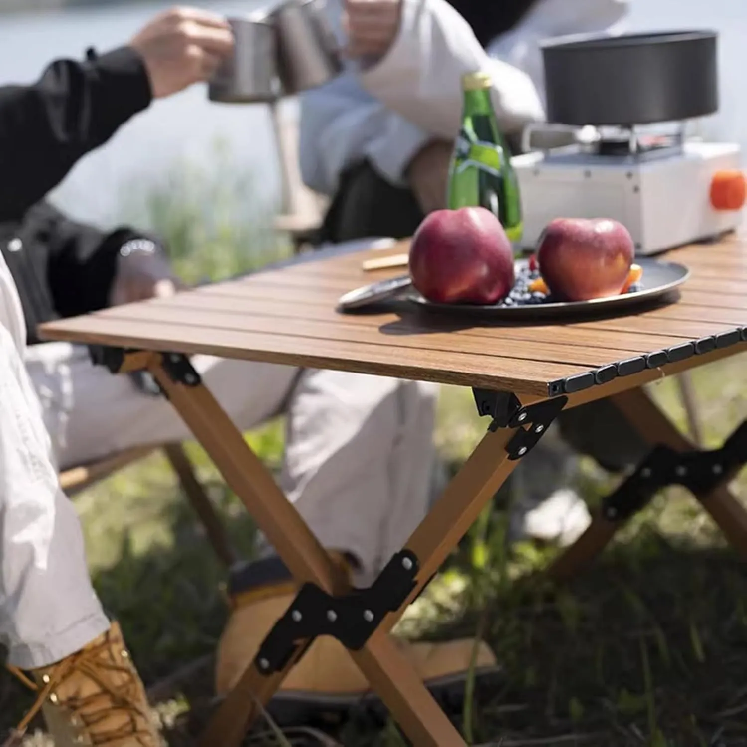 Portable Picnic Table Aluminum Alloy Lightweight Roll Table with Easy Carry Bag for Outdoor Cooking, Beach, Picnic
