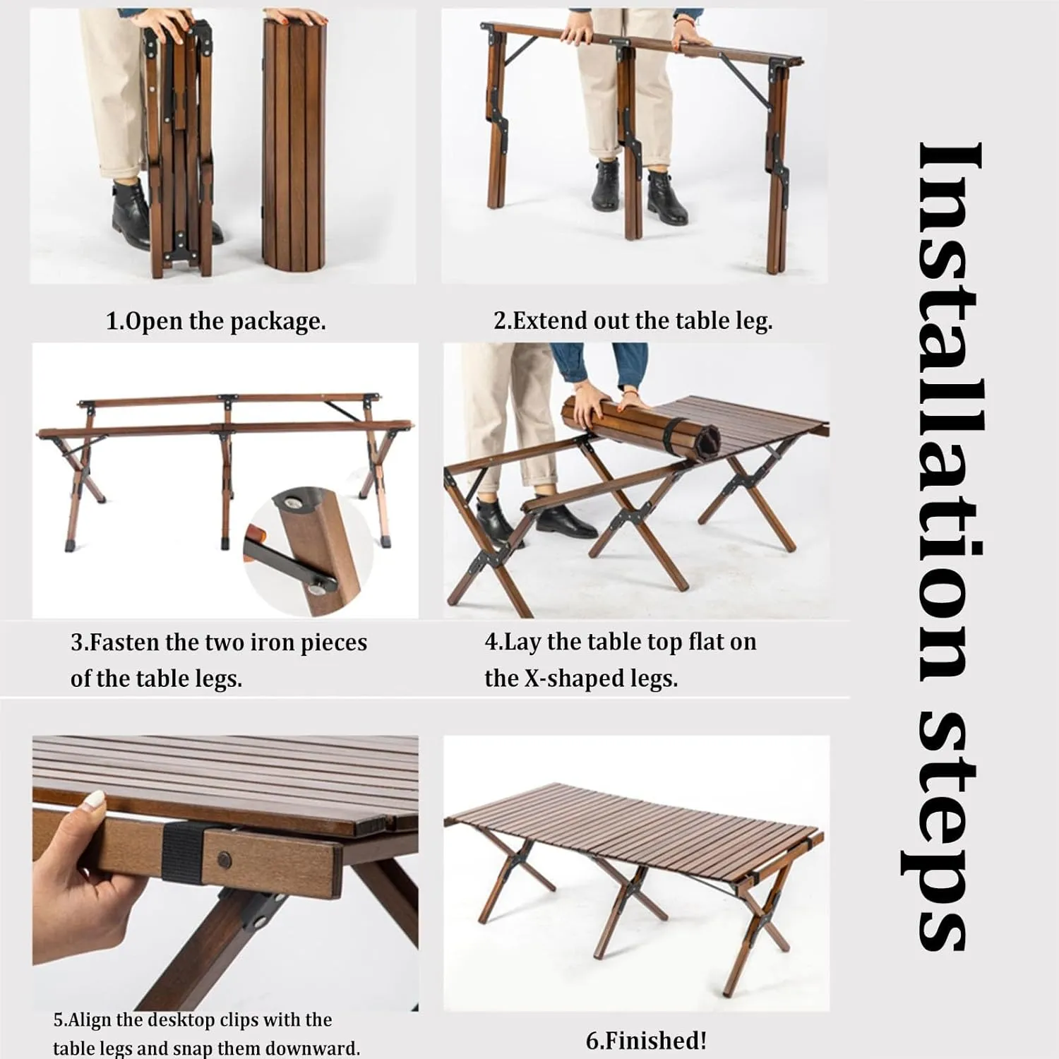 Portable Picnic Table Aluminum Alloy Lightweight Roll Table with Easy Carry Bag for Outdoor Cooking, Beach, Picnic