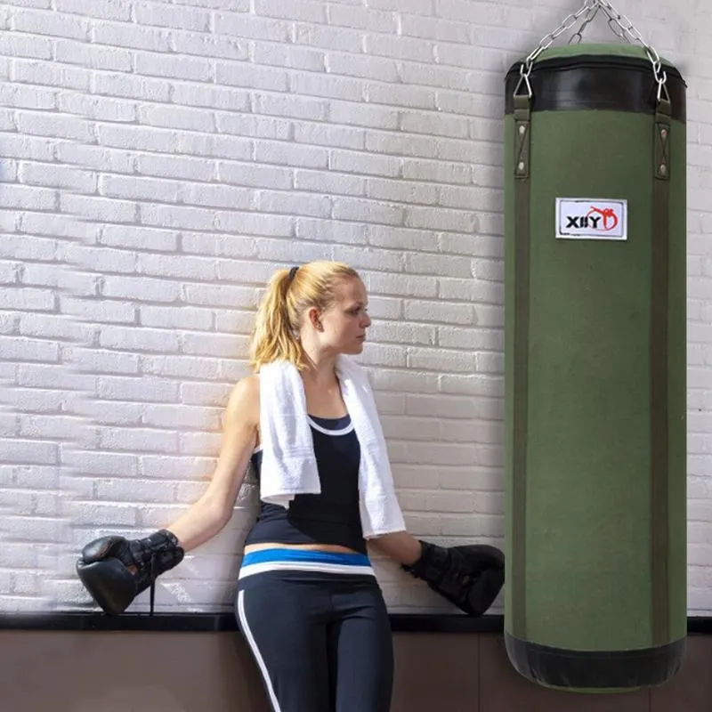 Premium PVC Boxing Sandbag – Durable Hanging Punching Bag for Indoor & Outdoor Training – Oxford Cloth & Sponge Material – Available in 60/80/100cm Sizes – Includes Chain for Secure Mounting