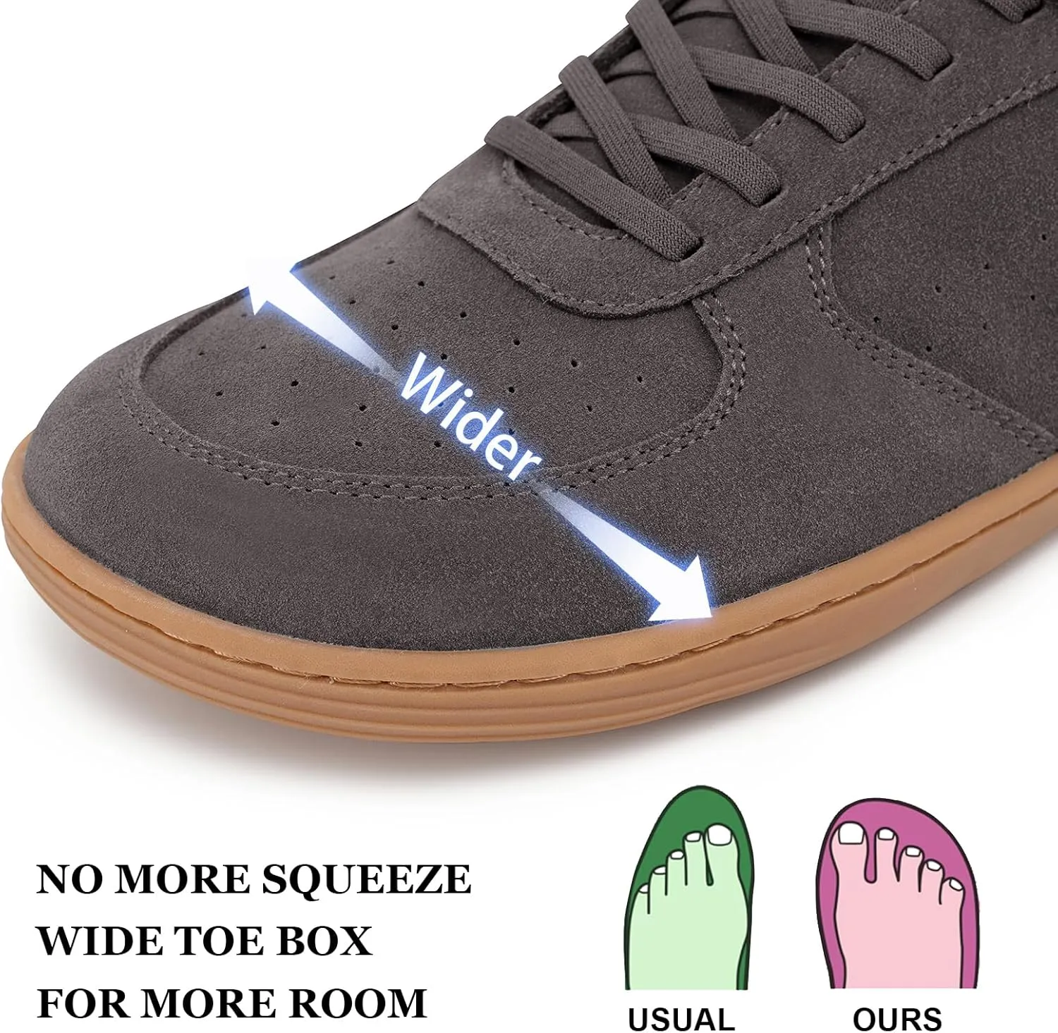 Pulltop Barefoot Wide Toe Box Shoes for Men - Minimalist Barefoot Dress Shoes Sneakers Zero Drop Slip on Walking Non Slip Shoes for Men