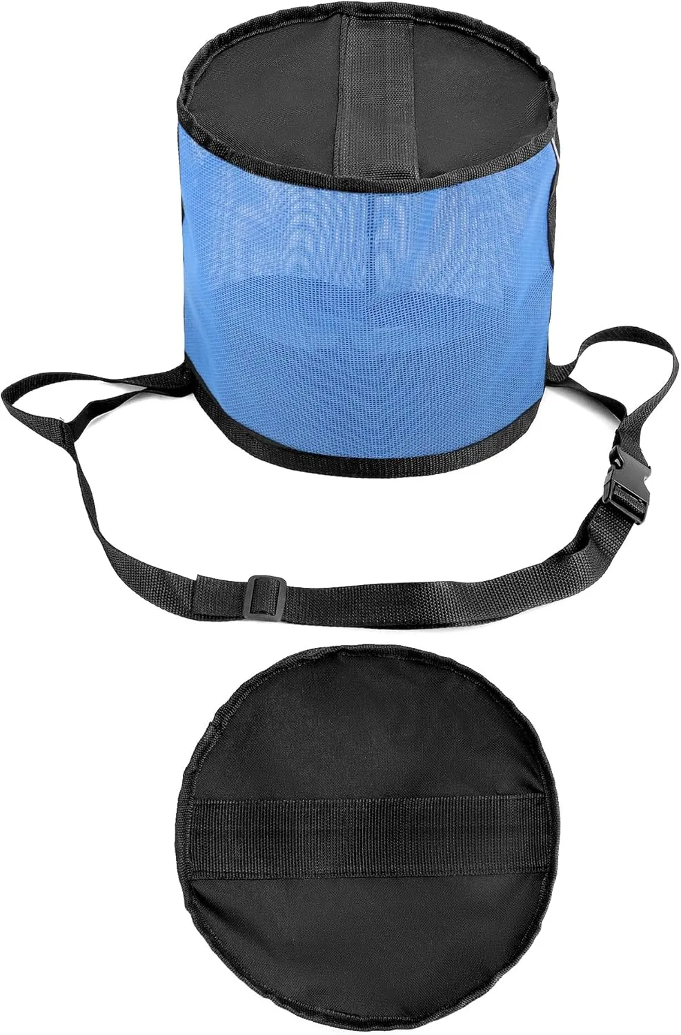 QWORK 2 Pack Horse Feed Bag for Grain - Durable Mesh Grain Feeder with Adjustable Strap, Comfortable Neck and Nose Pad Horse Muzzle Feed Bag, for Feeding Grain, Powder, Supplements, Blue