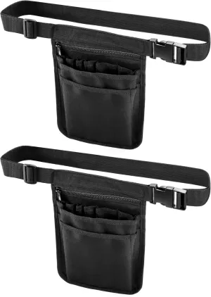 QWORK Medical Organizer Belt, Nurse Storage Bag Waist Bag Pouch for Medical Scissors Care Kit Tool, (Black, 10x7)