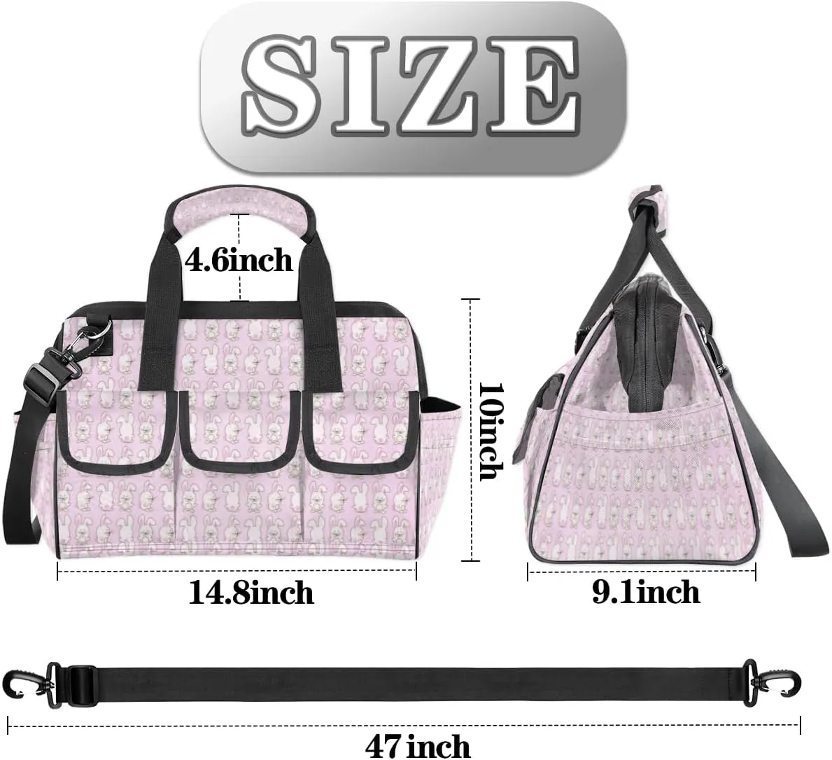 Rabbit Warren Durable Tool Bag for Men with Multiple Pockets - Waterproof Oxford Cloth, Sturdy Zipper, Adjustable Shoulder Strap - Ideal for Woodworking, Maintenance, and Outdoor Activities