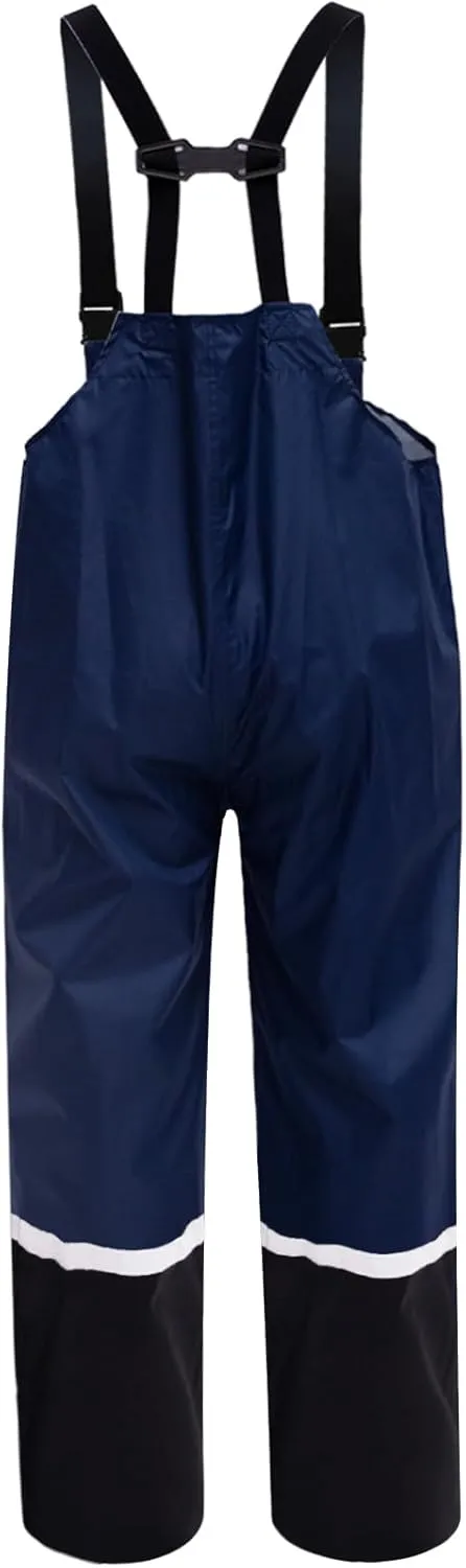 RainRider Rain Bib Pants for Men Women 150D Oxford Safety Trousers Heavy Duty Waterproof Work Pants Rip-Stop Overalls