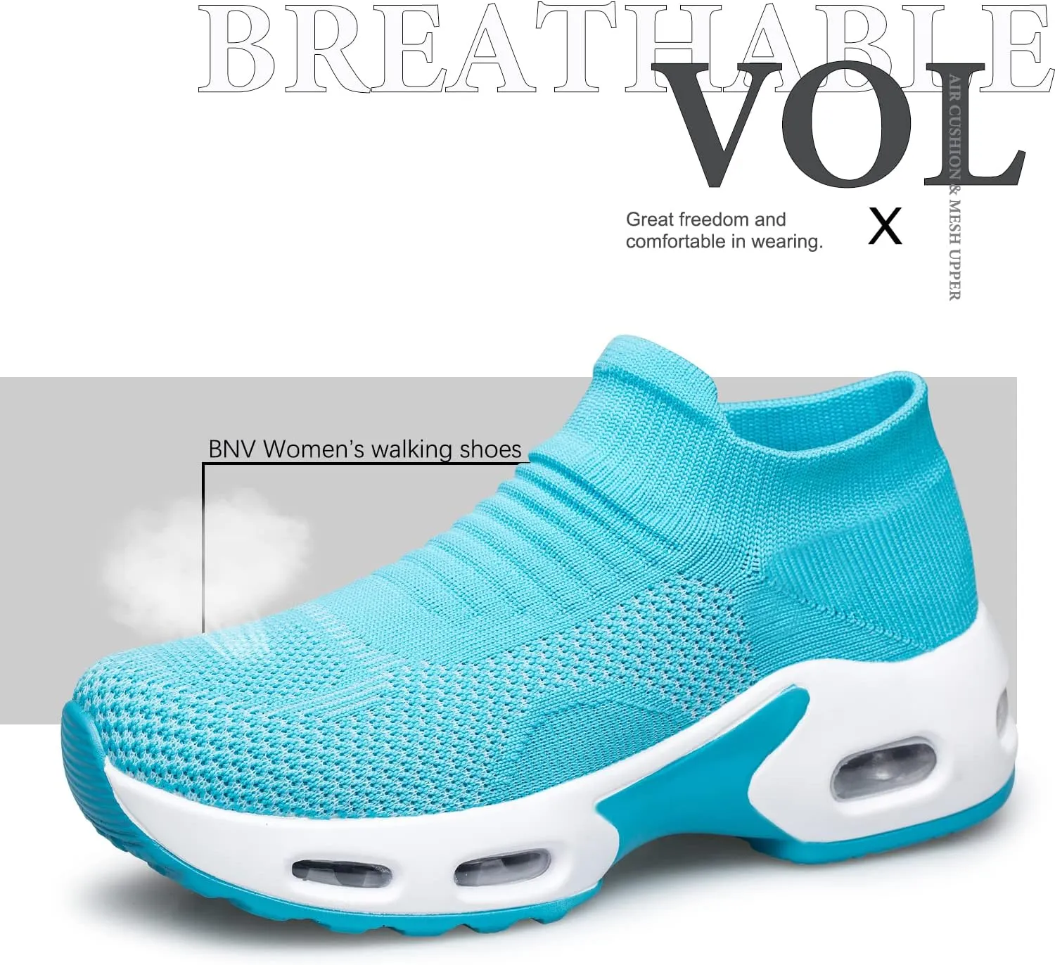 Raoendis Womens Walking Shoes - Sock Sneakers Daily Casual Shoes Slip on Comfortable Nursing Work Shoes