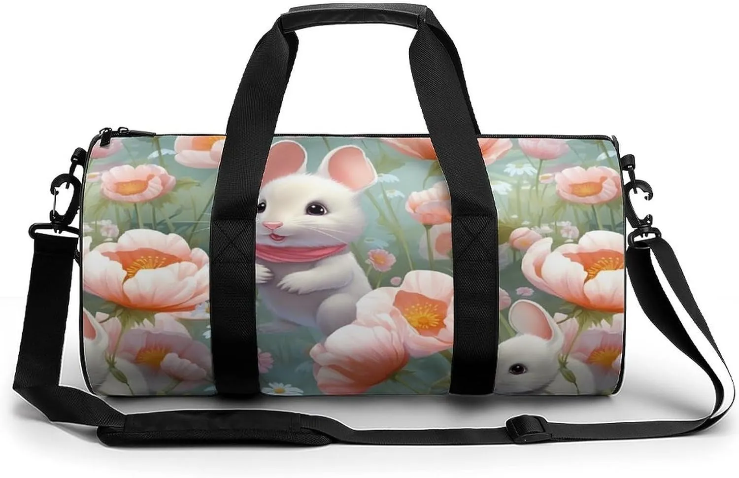 Rats & Flowers Sports Gym Bag Durable Workout Bags Travel Duffel Bags Yoga Exercise Bag for Women Men